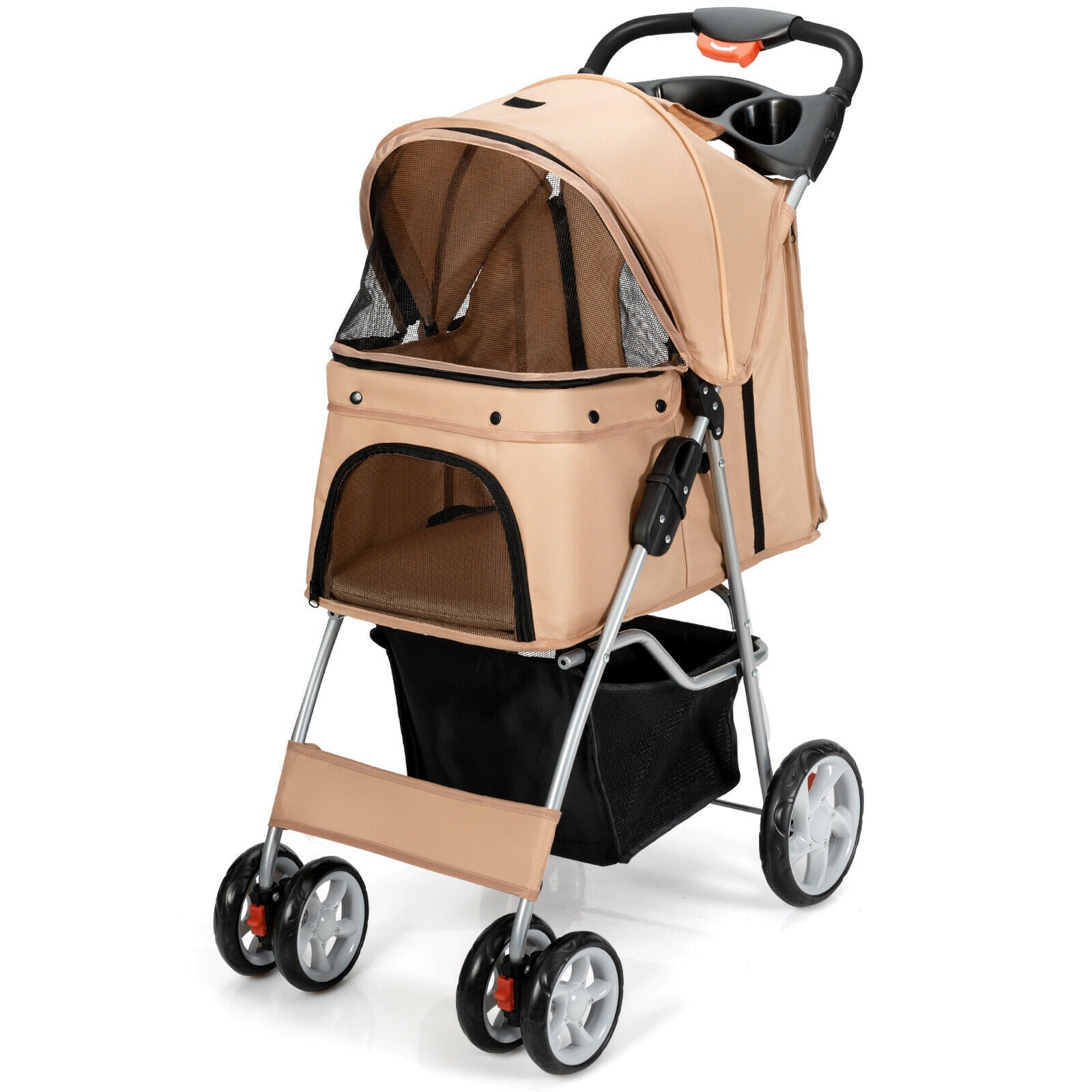 Foldable Pet Stroller 4-Wheel Travel Carrier - BIG FRENCHIES