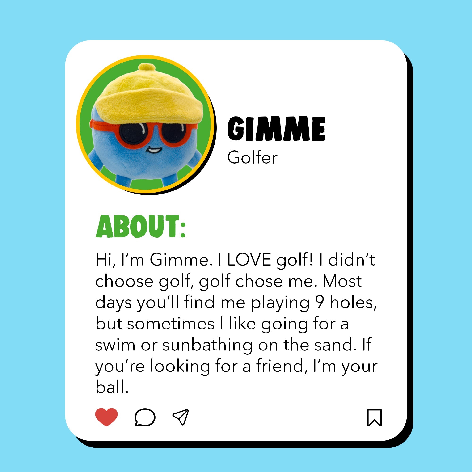 Play Nine Plush Golf Ball 4” Gimme Character