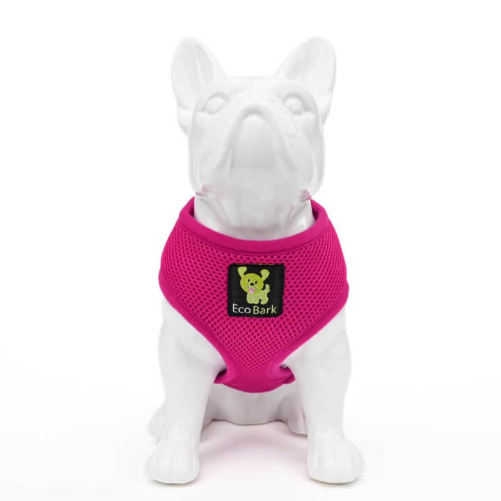 EcoBark Pink Dog Harness - Over-the-Head Soft Mesh Dog Vest Halter for Small to Medium Dogs and Puppies - BIG FRENCHIES