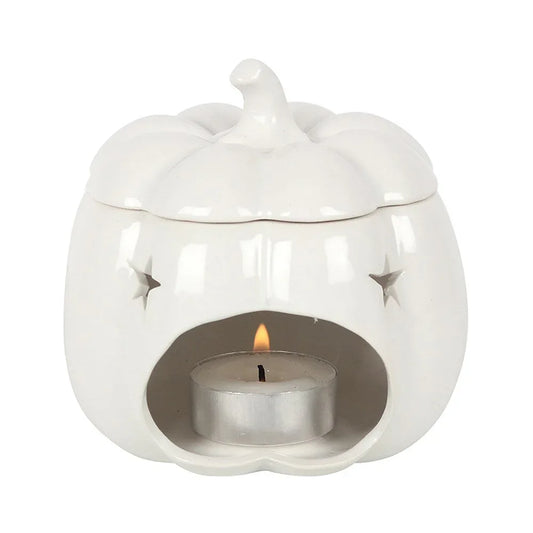 White Autumn and Fall Pumpkin Halloween Oil Burner - BIG FRENCHIES