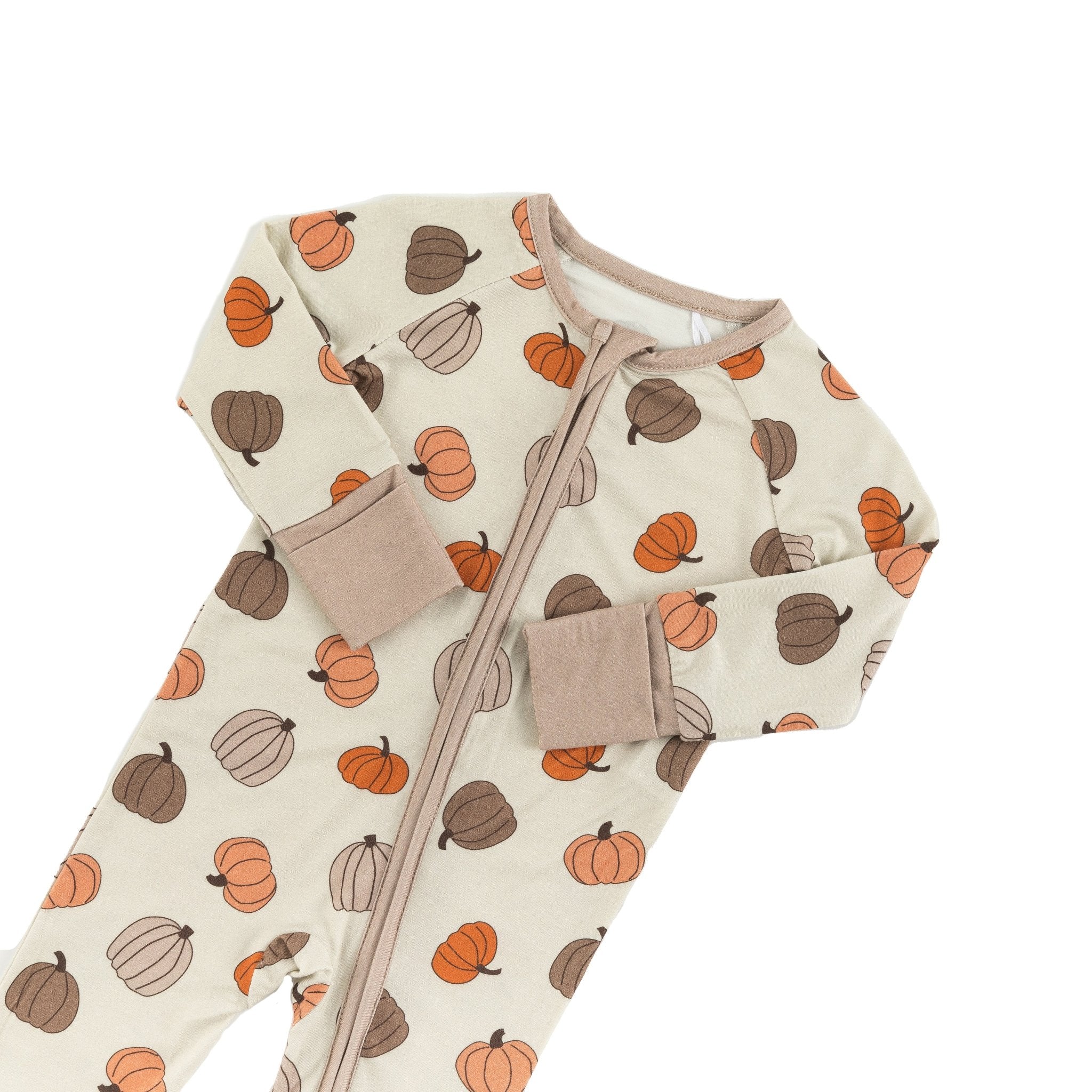 Pumpkins Beige (Convertible Zip Footies) - BIG FRENCHIES
