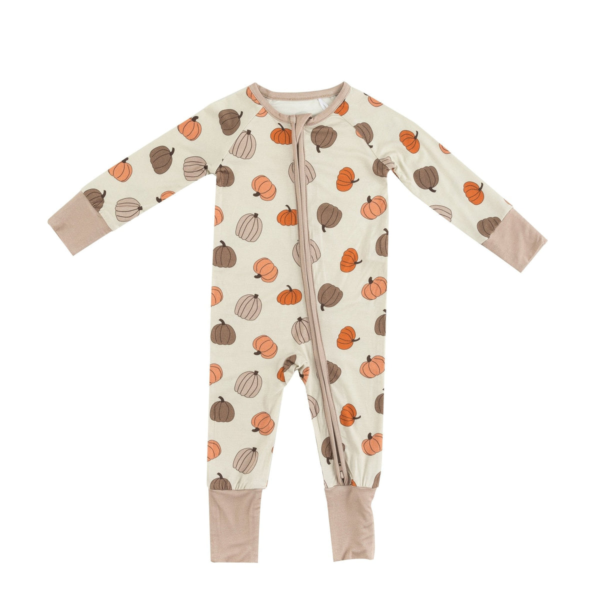 Pumpkins Beige (Convertible Zip Footies) - BIG FRENCHIES