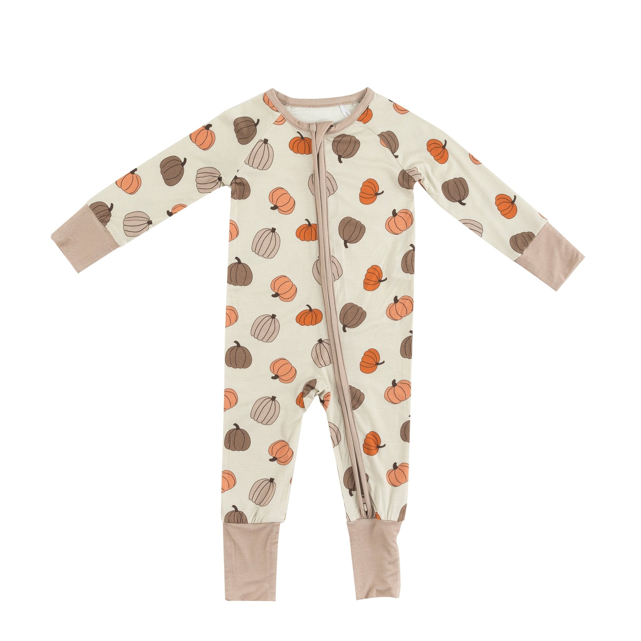 Pumpkins Beige (Convertible Zip Footies) - BIG FRENCHIES