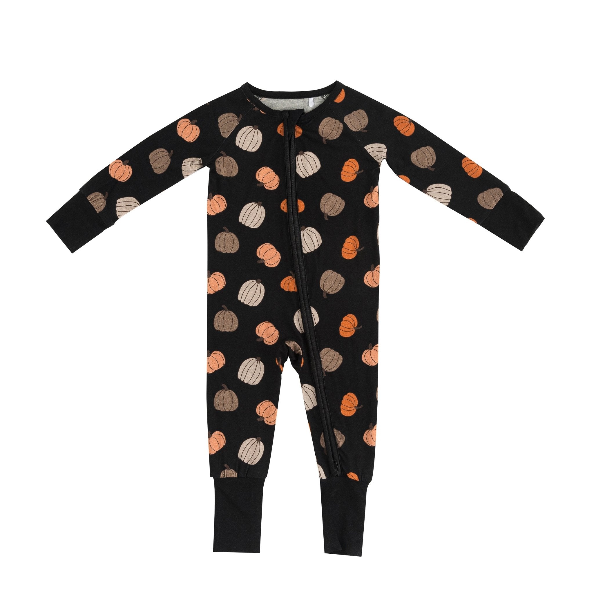Pumpkins Black (Convertible Zip Footies) - BIG FRENCHIES