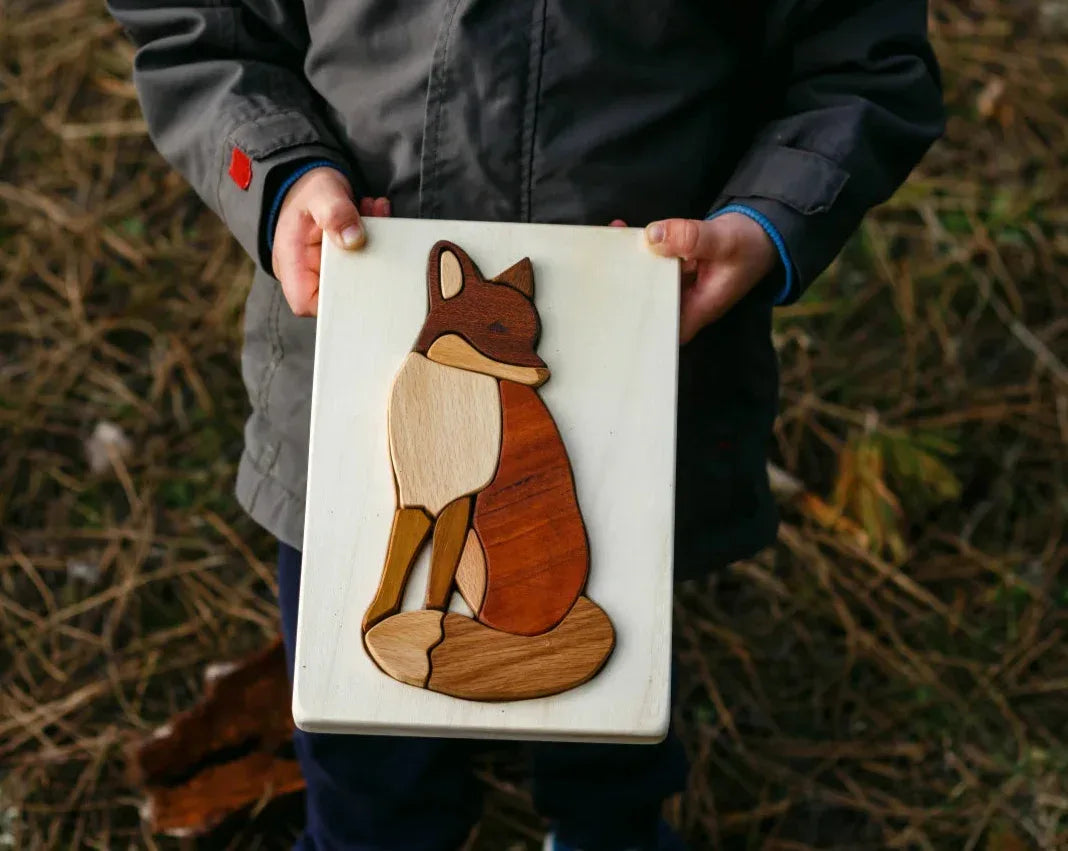 Wooden Fox Puzzle in Natural Wood - BIG FRENCHIES
