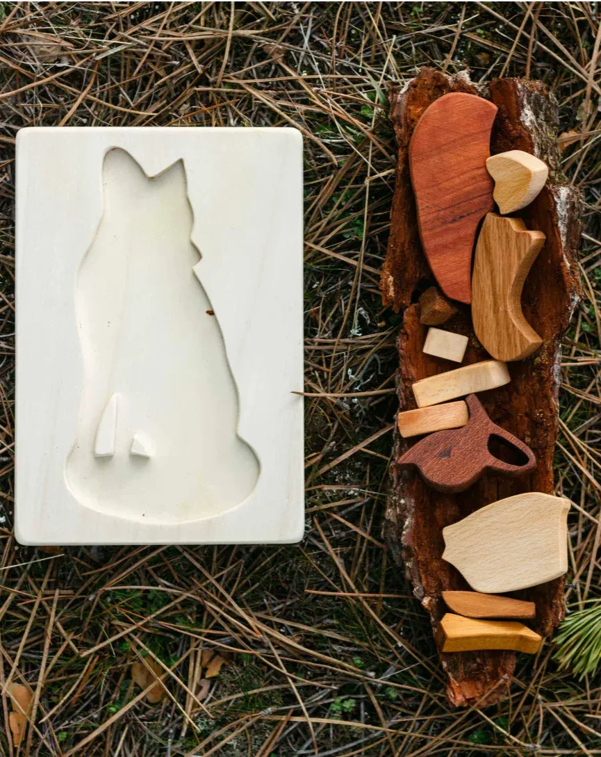 Wooden Fox Puzzle in Natural Wood - BIG FRENCHIES