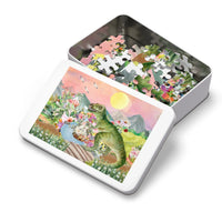 Puzzle of Dinosaur with Flowers - BIG FRENCHIES