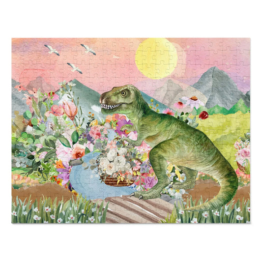 Puzzle of Dinosaur with Flowers - BIG FRENCHIES