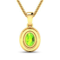 1.23 Carat Genuine Peridot and White Diamond 14K Yellow Gold Pendant