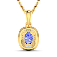 1.45 Carat Genuine Tanzanite and White Diamond 14K Yellow Gold Pendant