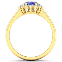 1.92 Carat Genuine Tanzanite and White Diamond 14K Yellow Gold Ring
