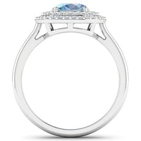 1.72 Carat Genuine Aquamarine and White Diamond 14K White Gold Ring