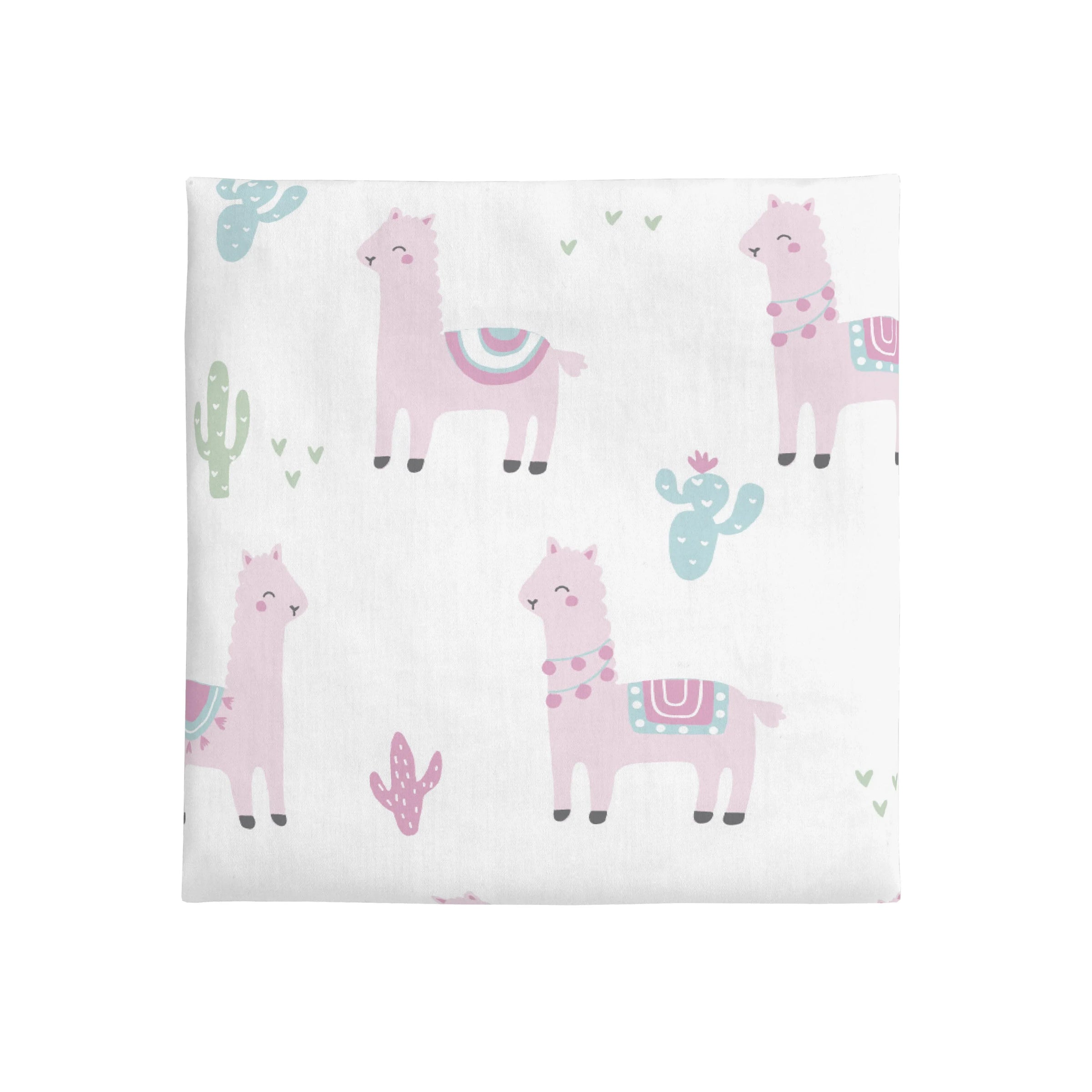 NoJo Super Soft Pink Llama Nursery Crib Fitted Sheet - BIG FRENCHIES
