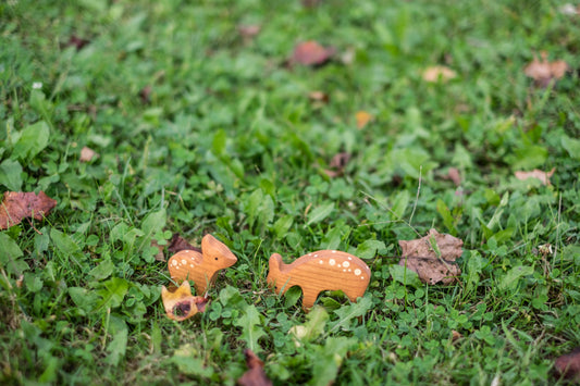 Waldorf Wooden Deer Figurine Set of 2