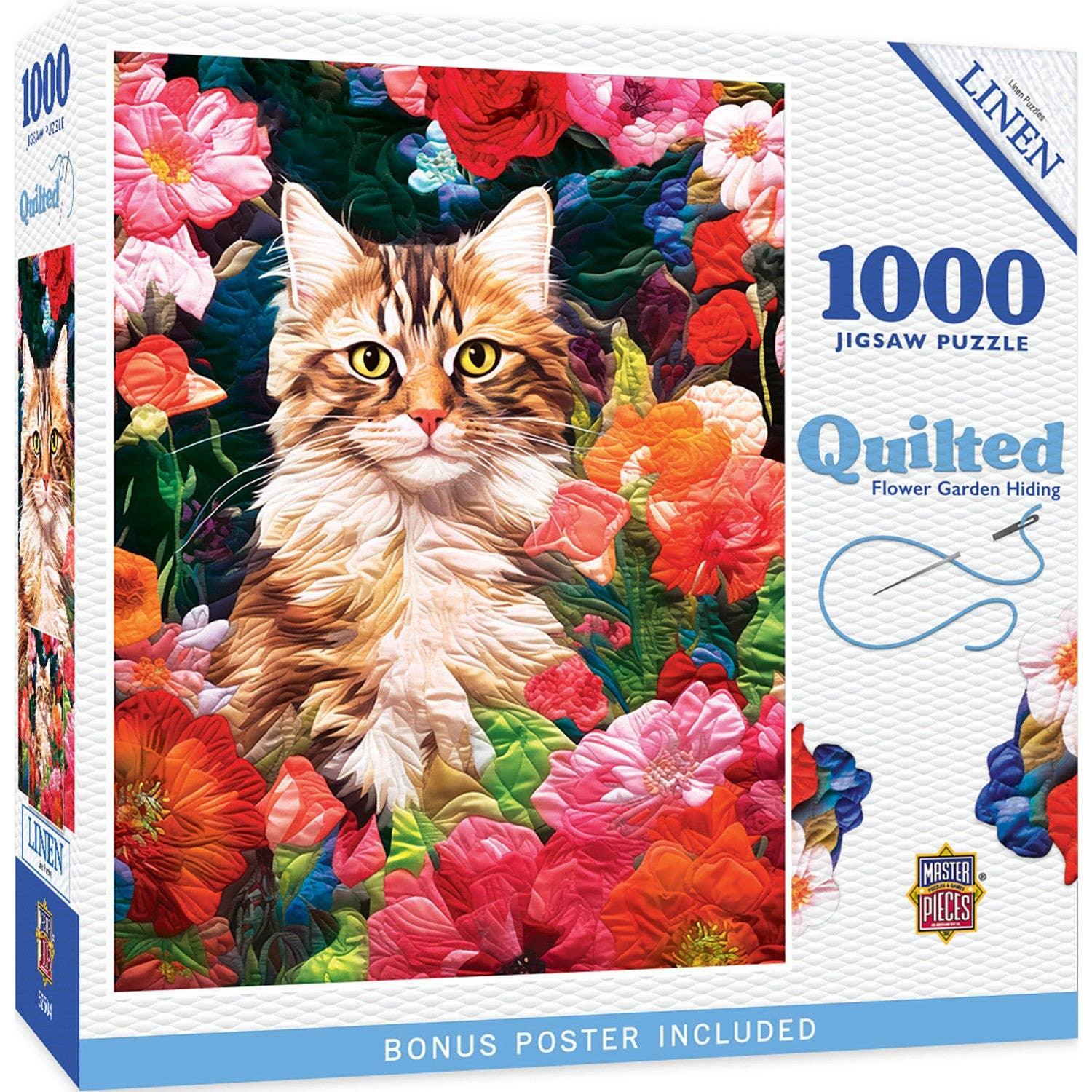 Quilted - Flower Garden Hiding 1000 Piece Puzzle | Masterpieces Puzzles - BIG FRENCHIES