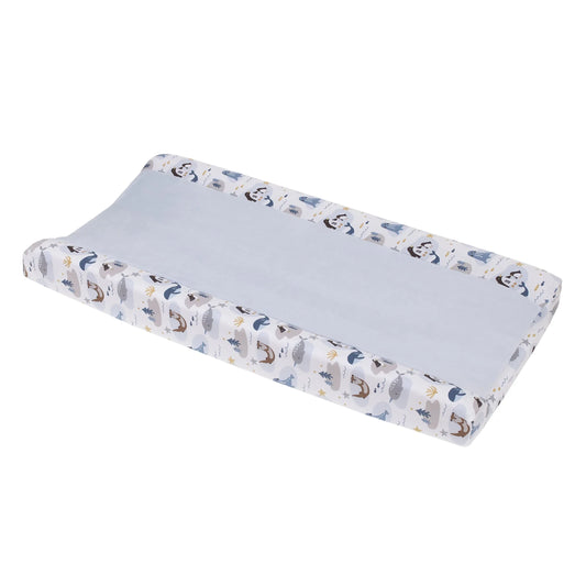 Arctic Adventure Light Blue, White, Navy and Taupe Whales, Penguins, Walrus and Otters Super Soft Contoured Changing Pad Cover - BIG FRENCHIES