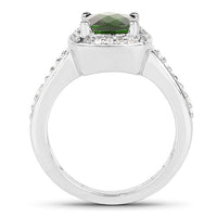 1.67 Carat Genuine Chrome Diopside & White Topaz .925 Sterling Silver Ring