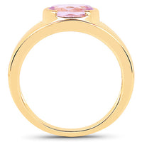 14K Yellow Gold Plated 2.40 Carat Genuine Kunzite .925 Sterling Silver Ring