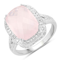 5.80 Carat Genuine Rose Quartz .925 Sterling Silver Ring