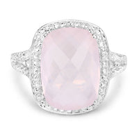 5.80 Carat Genuine Rose Quartz .925 Sterling Silver Ring