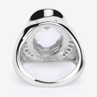 5.38 Carat Genuine Crystal Quartz and White Diamond .925 Sterling Silver Ring