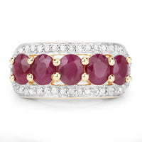 1.74 Carat Genuine Ruby and White Diamond .925 Sterling Silver Ring
