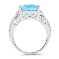 8.89 Carat Genuine Swiss Blue Topaz .925 Sterling Silver Ring