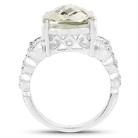 6.74 Carat Genuine Green Amethyst .925 Sterling Silver Ring