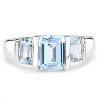 3.21 Carat Genuine Blue Topaz .925 Sterling Silver Ring
