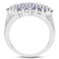 2.03 Carat Genuine Tanzanite .925 Sterling Silver Ring