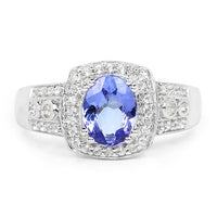 1.42 Carat Genuine Tanzanite & White Topaz .925 Sterling Silver Ring