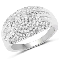1.15 Carat Genuine White Diamond .925 Sterling Silver Ring