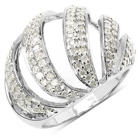 0.98 Carat Genuine White Diamond .925 Sterling Silver Ring