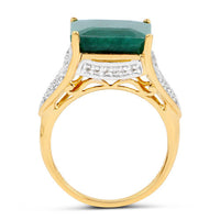 8.70 Carat Dyed Emerald and White Topaz .925 Sterling Silver Ring