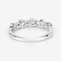 0.54 Carat Genuine Aquamarine and White Topaz .925 Sterling Silver Ring