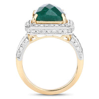 5.18 Carat Dyed Emerald and White Topaz .925 Sterling Silver Ring