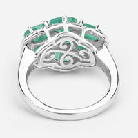 3.33 Carat Genuine Zambian Emerald and White Zircon .925 Sterling Silver Ring