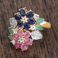 3.65 Carat Genuine Multi Stones .925 Sterling Silver Ring