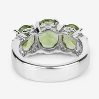 4.14 Carat Genuine Peridot and White Topaz .925 Sterling Silver Ring