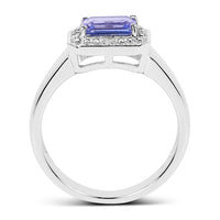 1.12 Carat Genuine Tanzanite and White Topaz .925 Sterling Silver Ring