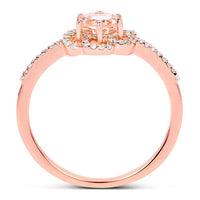0.54 Carat Genuine Morganite and White Diamond 14K Rose Gold Ring