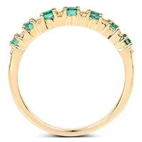 0.41 Carat Genuine Zambian Emerald and White Diamond 14K Yellow Gold Ring