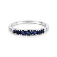 0.45 Carat Genuine Blue Sapphire and White Diamond 14K White Gold Ring