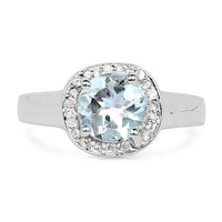 2.37 Carat Genuine Blue Topaz and White Topaz .925 Sterling Silver Ring