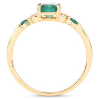 1.07 Carat Genuine Zambian Emerald and White Diamond 14K Yellow Gold Ring