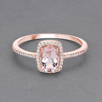 0.82 Carat Genuine Morganite and White Diamond 14K Rose Gold Ring