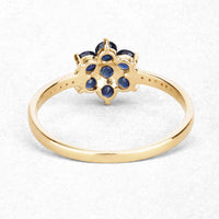 0.45 Carat Genuine Blue Sapphire and White Diamond 10K Yellow Gold Ring