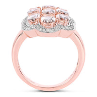 3.06 Carat Genuine Morganite and White Diamond .925 Sterling Silver Ring