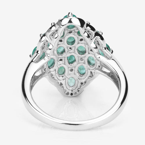 2.68 Carat Genuine Zambian Emerald and White Zircon .925 Sterling Silver Ring