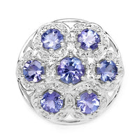 2.00 Carat Genuine Tanzanite and White Zircon .925 Sterling Silver Ring